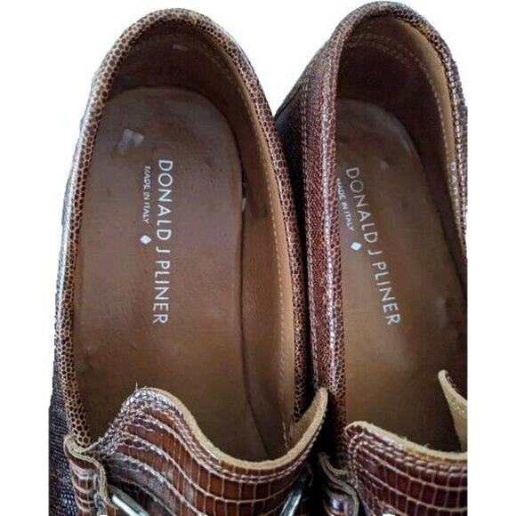 Donald Pliner Darrin2 Slip-on Cognac Croc Embossed Leather Italian Men's Size 9 - Picture 3 of 9